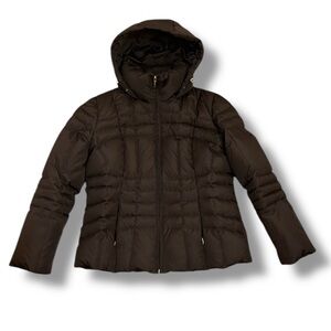 Women's Down Filled Puffer Coat Jacket Size PL Calvin Klein Dark Brown
